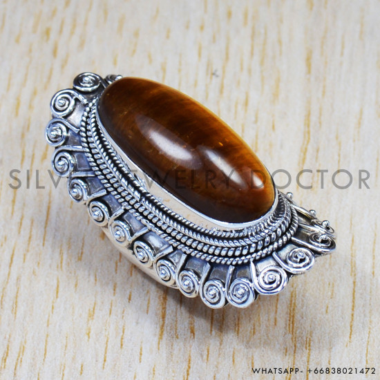 Tiger Eye 925 Sterling Silver Ring (SJWR-839) Tiger Eye 925 Sterling Silver Ring (SJWR-839)