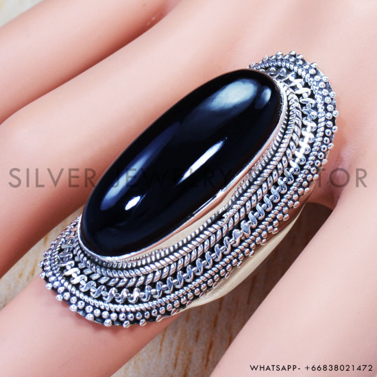 Black Onyx 925 Sterling Silver Ring (SJWR-840) Black Onyx 925 Sterling Silver Ring (SJWR-840)