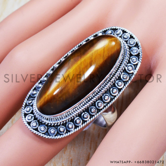 Tiger Eye 925 Sterling Silver Ring (SJWR-841) Tiger Eye 925 Sterling Silver Ring (SJWR-841)