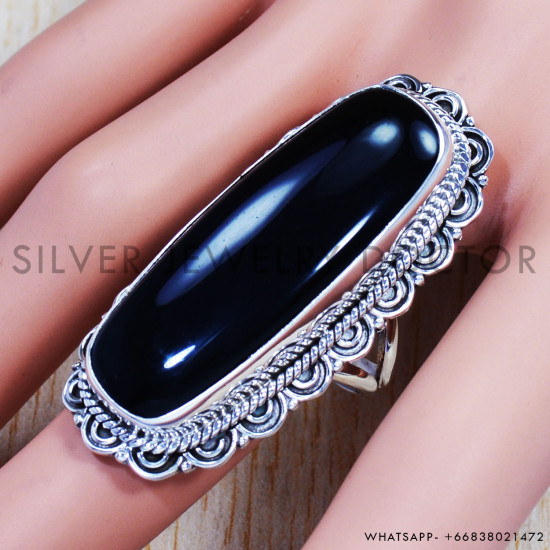 Black Onyx 925 Sterling Silver Ring (SJWR-842) Black Onyx 925 Sterling Silver Ring (SJWR-842)