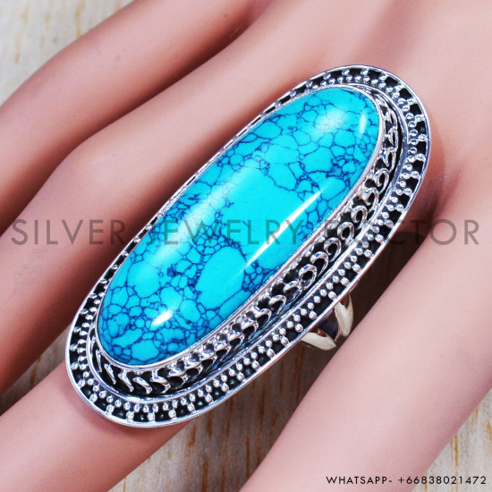 Turquoise 925 Sterling Silver Ring (SJWR-845) Turquoise 925 Sterling Silver Ring (SJWR-845)