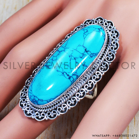 Turquoise 925 Sterling Silver Ring (SJWR-847) Turquoise 925 Sterling Silver Ring (SJWR-847)
