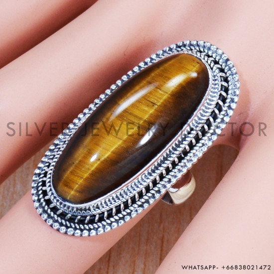Tiger Eye 925 Sterling Silver Ring (SJWR-850)