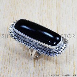 Black Onyx 925 Sterling Silver Ring (SJWR-851)