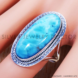 Larimar 925 Sterling Silver Ring (SJWR-859)