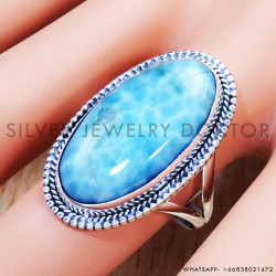 Larimar 925 Sterling Silver Ring (SJWR-860)
