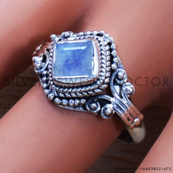 Rainbow Moonstone 925 Sterling Silver Ring (SJWR-875)