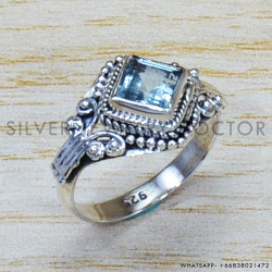 Blue Topaz 925 Sterling Silver Ring (SJWR-879)