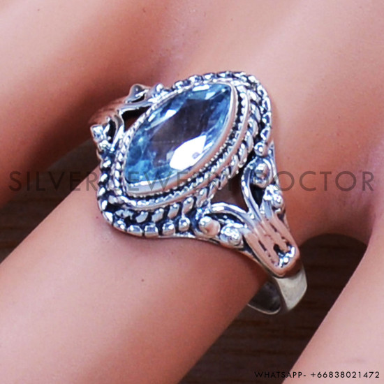Blue Topaz 925 Sterling Silver Ring (SJWR-887)