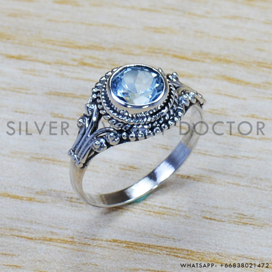 Blue Topaz 925 Sterling Silver Ring (SJWR-896) Blue Topaz 925 Sterling Silver Ring (SJWR-896)