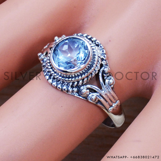 Blue Topaz 925 Sterling Silver Ring (SJWR-896) Blue Topaz 925 Sterling Silver Ring (SJWR-896)