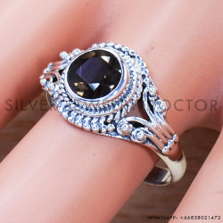 Smoky Quartz 925 Sterling Silver Ring (SJWR-898)