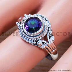Mystic Topaz 925 Sterling Silver Ring (SJWR-899)