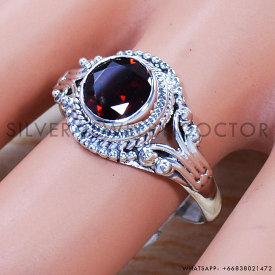 Garnet 925 Sterling Silver Ring (SJWR-901) Garnet 925 Sterling Silver Ring (SJWR-901)