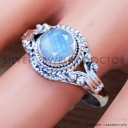 Rainbow Moonstone 925 Sterling Silver Ring (SJWR-906)