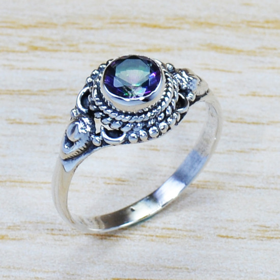Authentic 925 Sterling Silver Jewelry Mystic Topaz Gemstone Ring SJWR-908