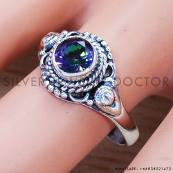 Mystic Topaz 925 Sterling Silver Ring (SJWR-908)