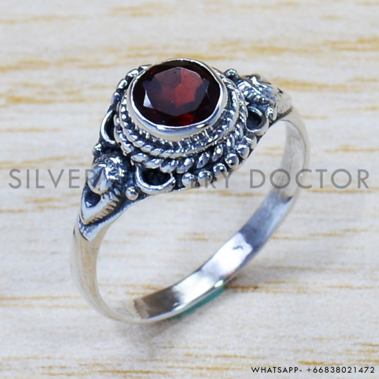 Nice Garnet Gemstone 925 Sterling Silver Semi Precious Jewelry Ring SJWR-915