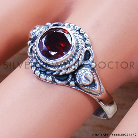Nice Garnet Gemstone 925 Sterling Silver Semi Precious Jewelry Ring SJWR-915