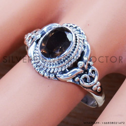 Smoky Quartz 925 Sterling Silver Ring (SJWR-916)