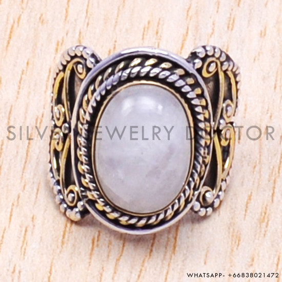 Rainbow Moonstone 925 Sterling Silver Ring (SJWR-92) Rainbow Moonstone 925 Sterling Silver Ring (SJWR-92)