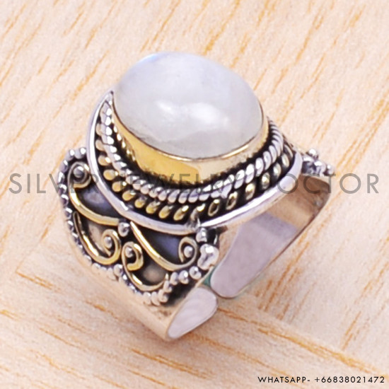 Rainbow Moonstone 925 Sterling Silver Ring (SJWR-92) Rainbow Moonstone 925 Sterling Silver Ring (SJWR-92)