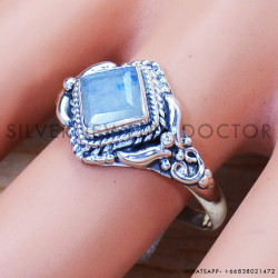 Rainbow Moonstone 925 Sterling Silver Ring (SJWR-939)