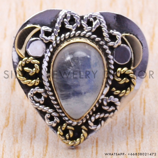 Rainbow Moonstone 925 Sterling Silver Ring (SJWR-94) Rainbow Moonstone 925 Sterling Silver Ring (SJWR-94)