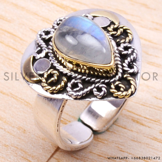 Rainbow Moonstone 925 Sterling Silver Ring (SJWR-94) Rainbow Moonstone 925 Sterling Silver Ring (SJWR-94)