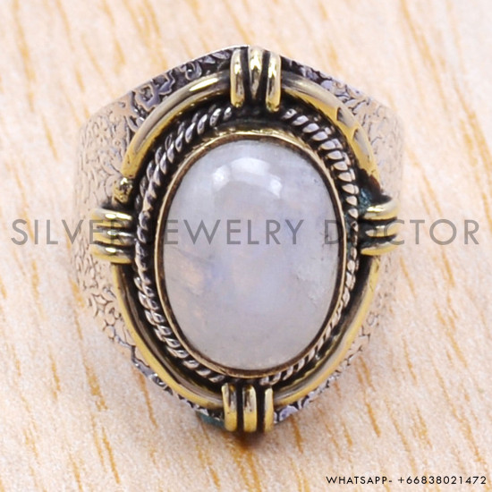 Rainbow Moonstone 925 Sterling Silver Ring (SJWR-95) Rainbow Moonstone 925 Sterling Silver Ring (SJWR-95)