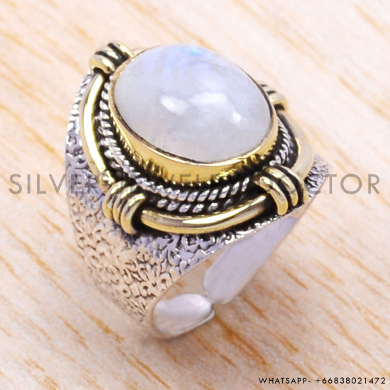 Rainbow Moonstone 925 Sterling Silver Ring (SJWR-95) Rainbow Moonstone 925 Sterling Silver Ring (SJWR-95)