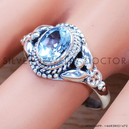 Blue Topaz 925 Sterling Silver Ring (SJWR-953) Blue Topaz 925 Sterling Silver Ring (SJWR-953)