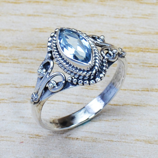 Blue Topaz Gemstone Designer Jewelry 925 Sterling Silver Ring SJWR-956