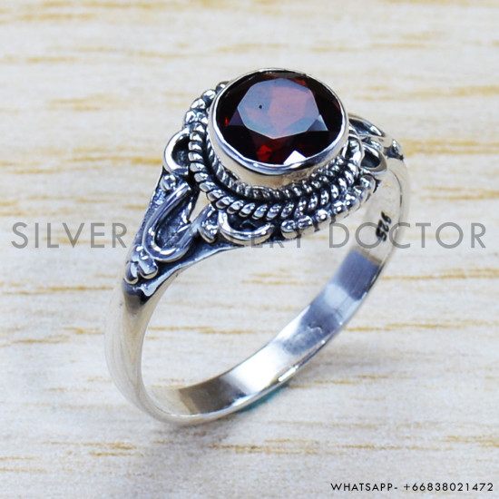 Garnet 925 Sterling Silver Ring (SJWR-957) Garnet 925 Sterling Silver Ring (SJWR-957)