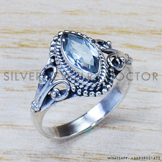 Blue Topaz 925 Sterling Silver Ring (SJWR-959)