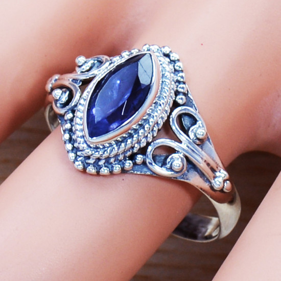 Exclusive 925 Sterling Silver Fancy Jewelry Iolite Gemstone Ring SJWR-960