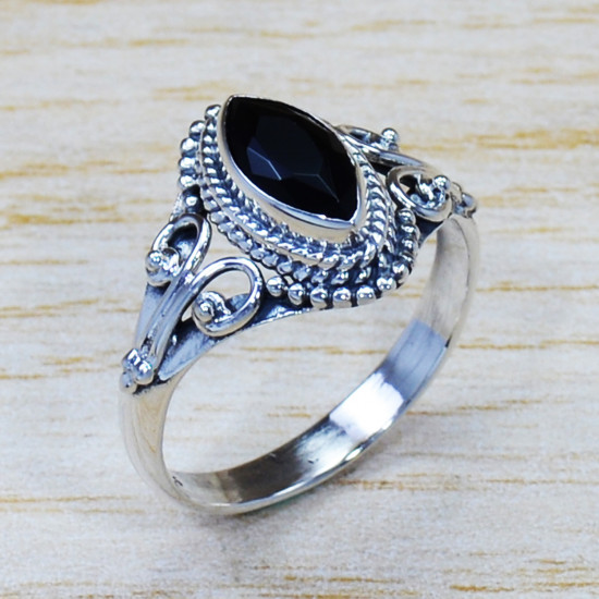 Antique Look Jewelry 925 Sterling Silver Black Onyx Gemstone Ring SJWR-966