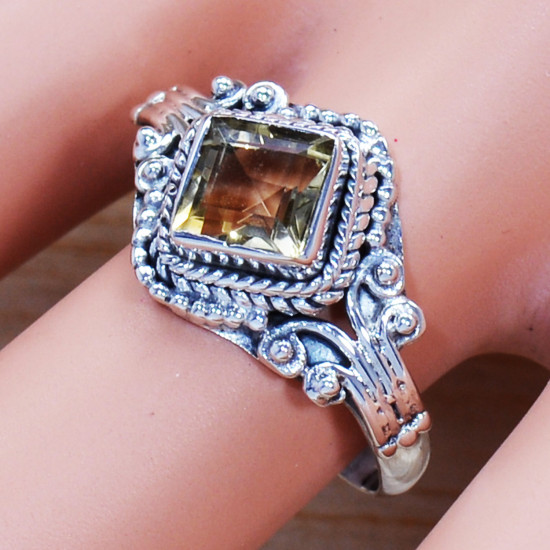 Citrine Gemstone Anniversary Gift Jewelry 925 Sterling Silver Ring SJWR-984