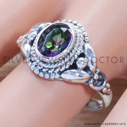 Mystic Topaz 925 Sterling Silver Ring (SJWR-986)