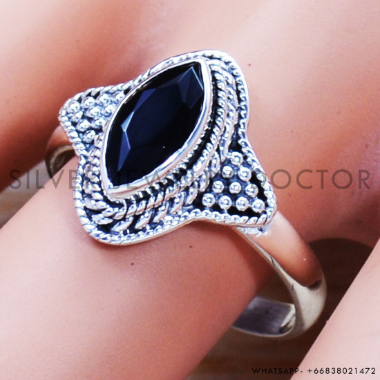 Black Onyx 925 Sterling Silver Ring (SJWR-989)