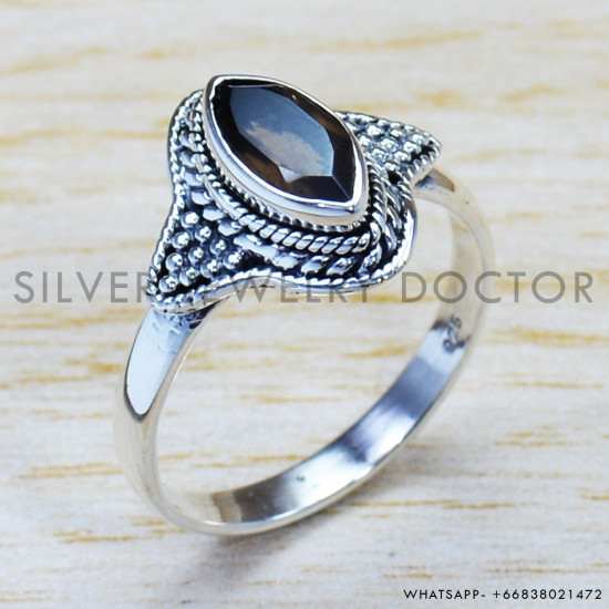 Smoky Quartz 925 Sterling Silver Ring (SJWR-992) Smoky Quartz 925 Sterling Silver Ring (SJWR-992)