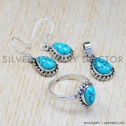 Turquoise 925 Sterling Silver Jewelry Set (SJWS-10)