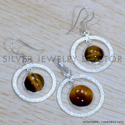 Tiger Eye 925 Sterling Silver Jewelry Set (SJWS-103)