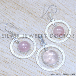 Rose Quartz 925 Sterling Silver Jewelry Set (SJWS-107)