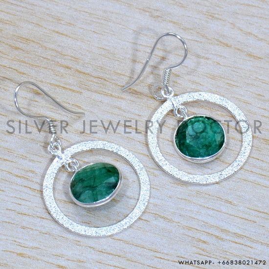 Emerald 925 Sterling Silver Jewelry Set (SJWS-110)