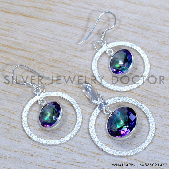 Mystic Topaz 925 Sterling Silver Jewelry Set (SJWS-113)