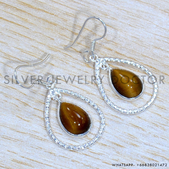 Tiger Eye 925 Sterling Silver Jewelry Set (SJWS-114)