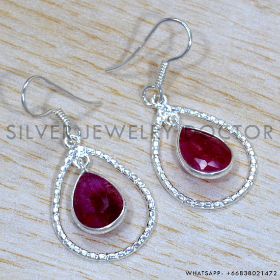 Ruby 925 Sterling Silver Jewelry Set (SJWS-116)