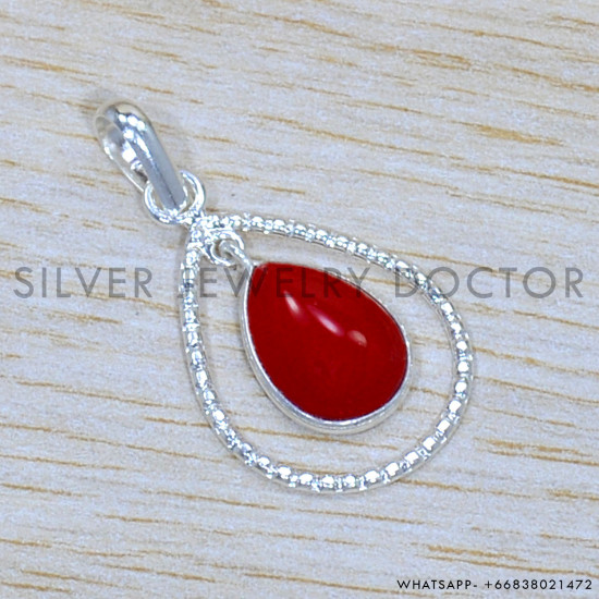 Coral 925 Sterling Silver Jewelry Set (SJWS-118)