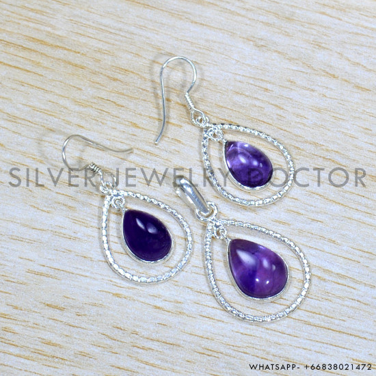Amethyst 925 Sterling Silver Jewelry Set (SJWS-119)